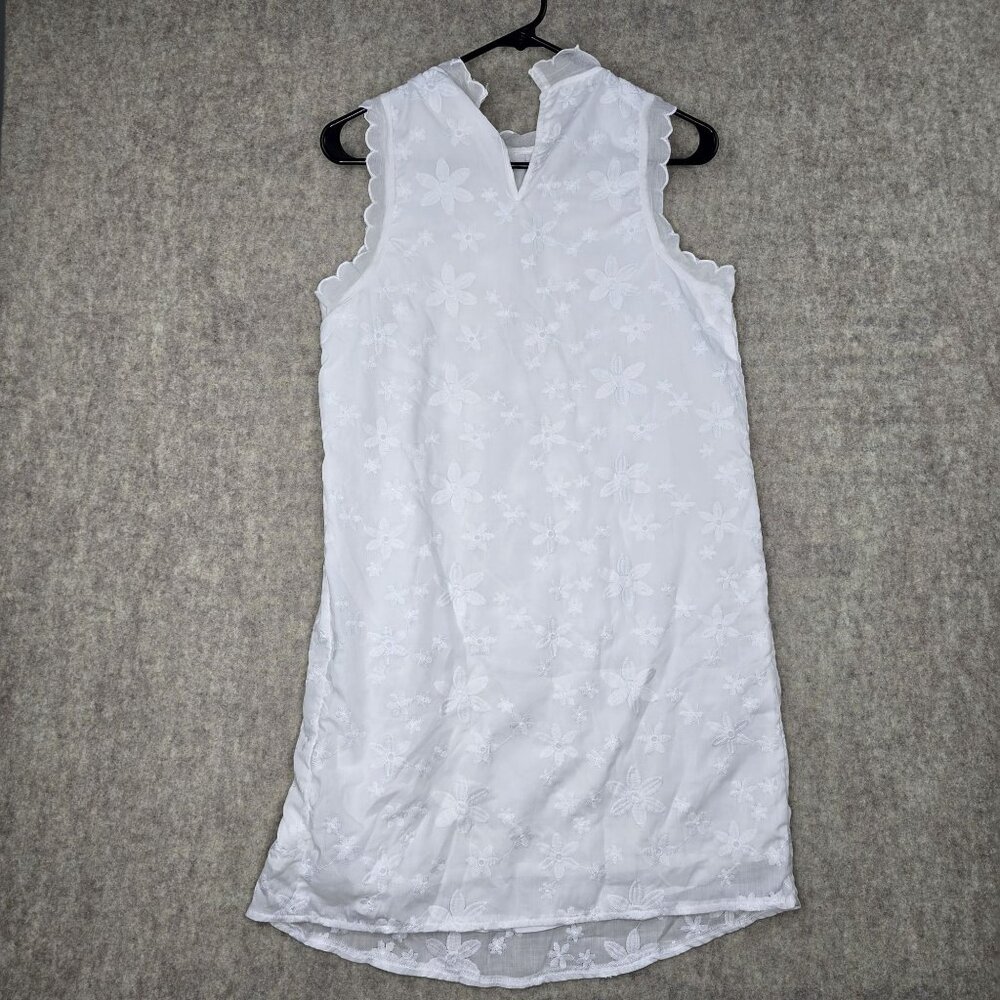Shein Womens Sleeveless Floral Embroidered White Dress Size S
